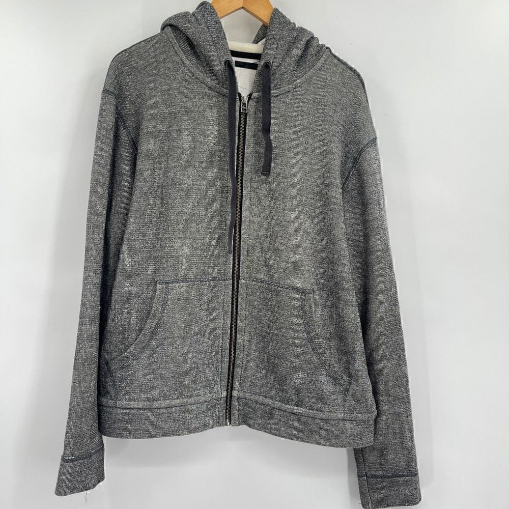 ATM Gray Long Sleeve Hoodie Sweat Full Zip Jacket Size Large